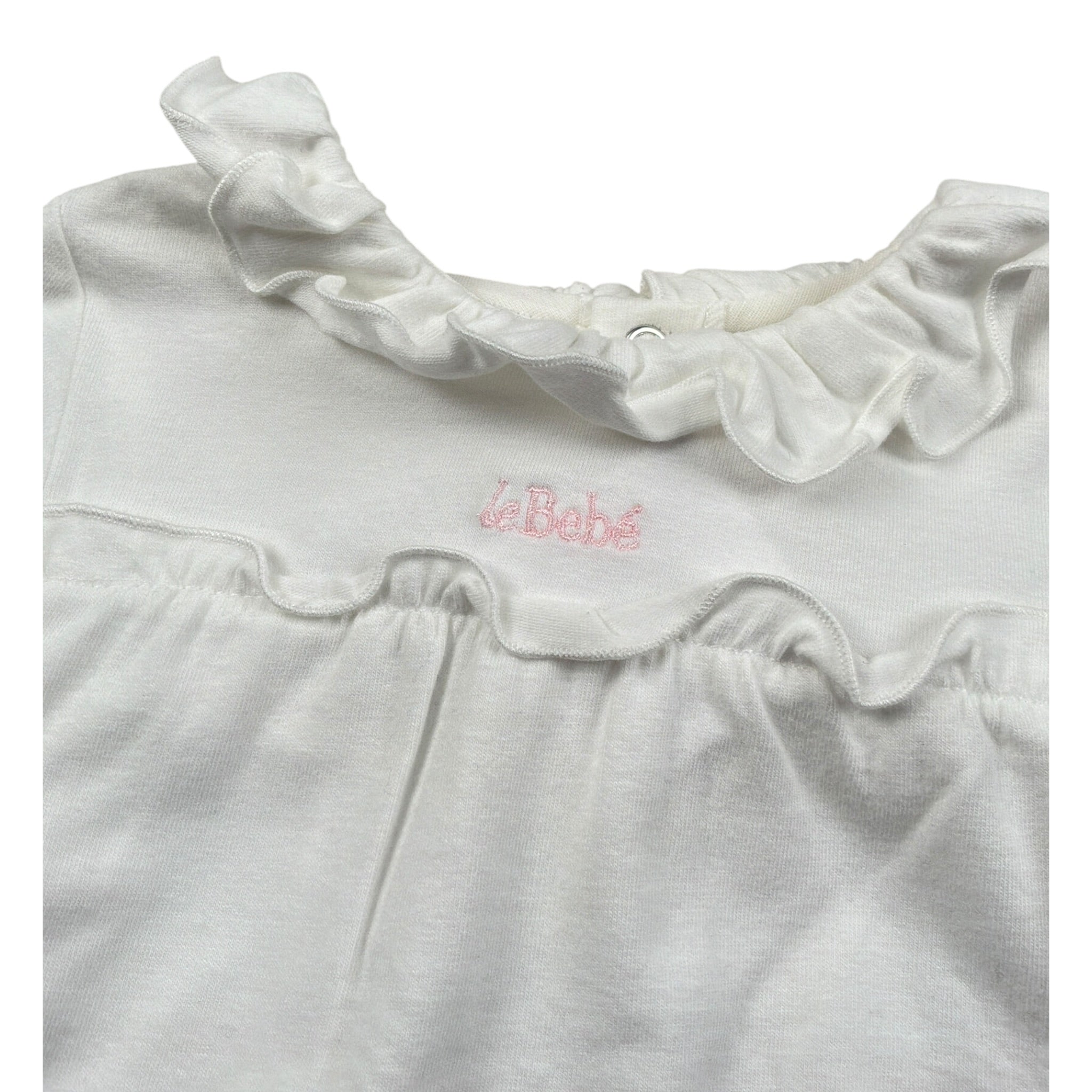 Le Bebe Shirt tinta unita con Stampa Bianco per Neonata LBG2307 BIANCO LE BEBE 