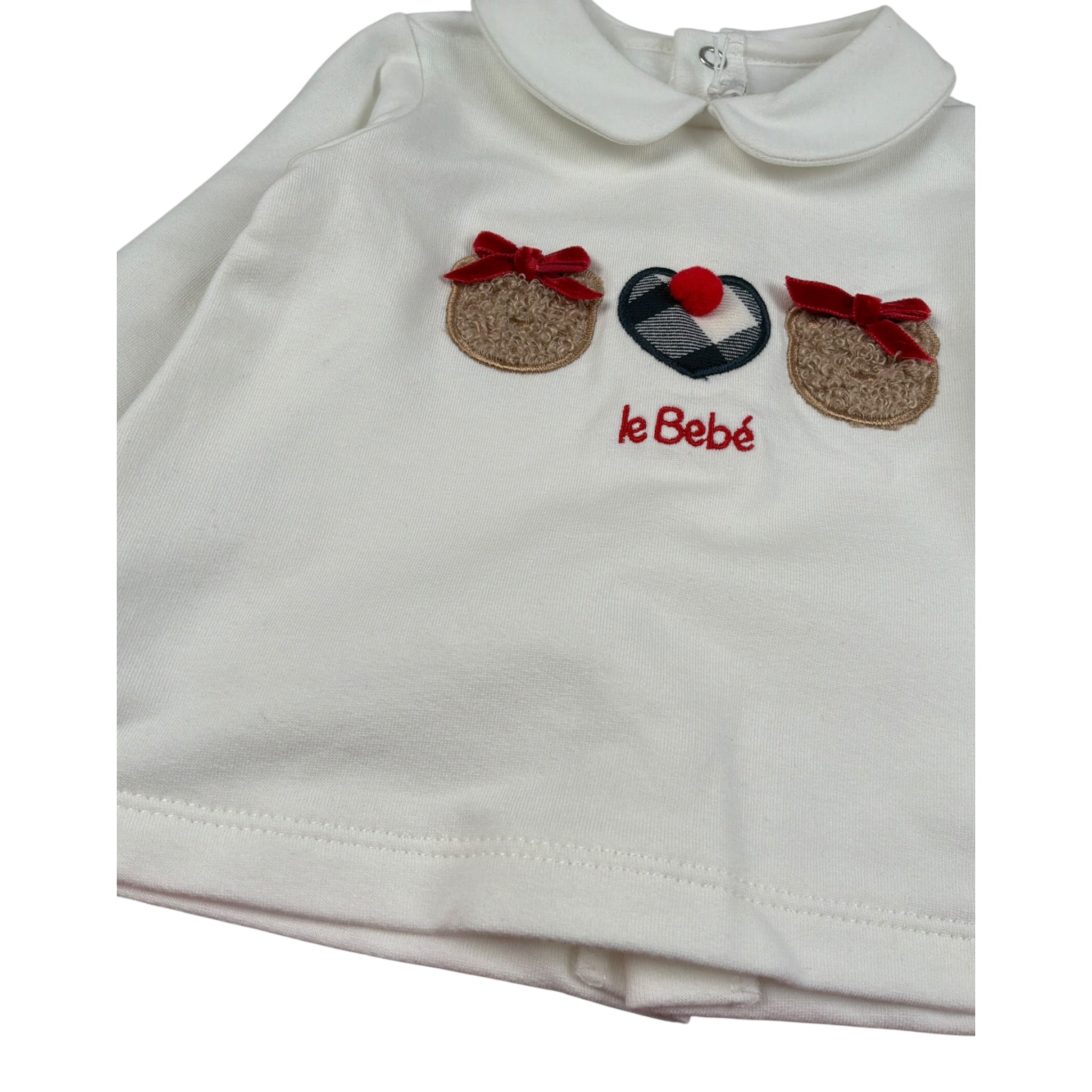 Le Bebe Completo 2 Pezzi Shirt-Ghettina Panna/Rosso per Neonata LBG5411 PANNA/ROSSO LE BEBE 
