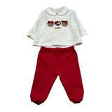 Le Bebe Completo 2 Pezzi Shirt-Ghettina Panna/Rosso per Neonata LBG5411 PANNA/ROSSO LE BEBE 