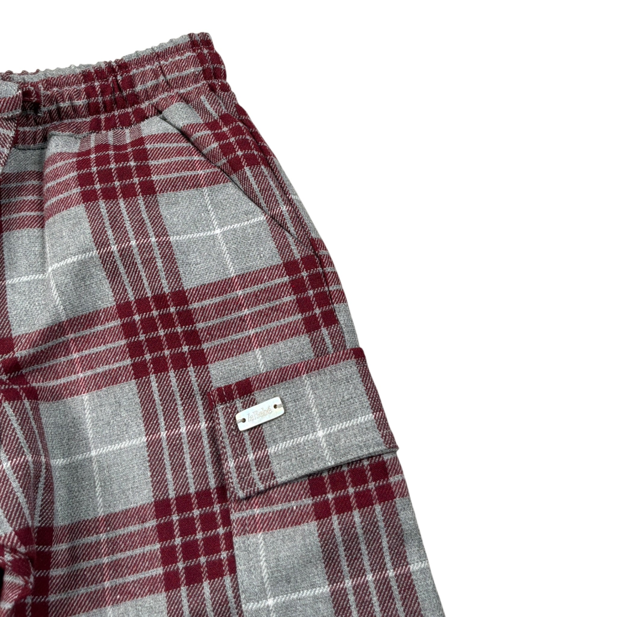 Le Bebe' Pantalone Bicolore con Fantasia A Quadri Grigio per Neonata LBB5163 GRIGIO LE BEBE' 