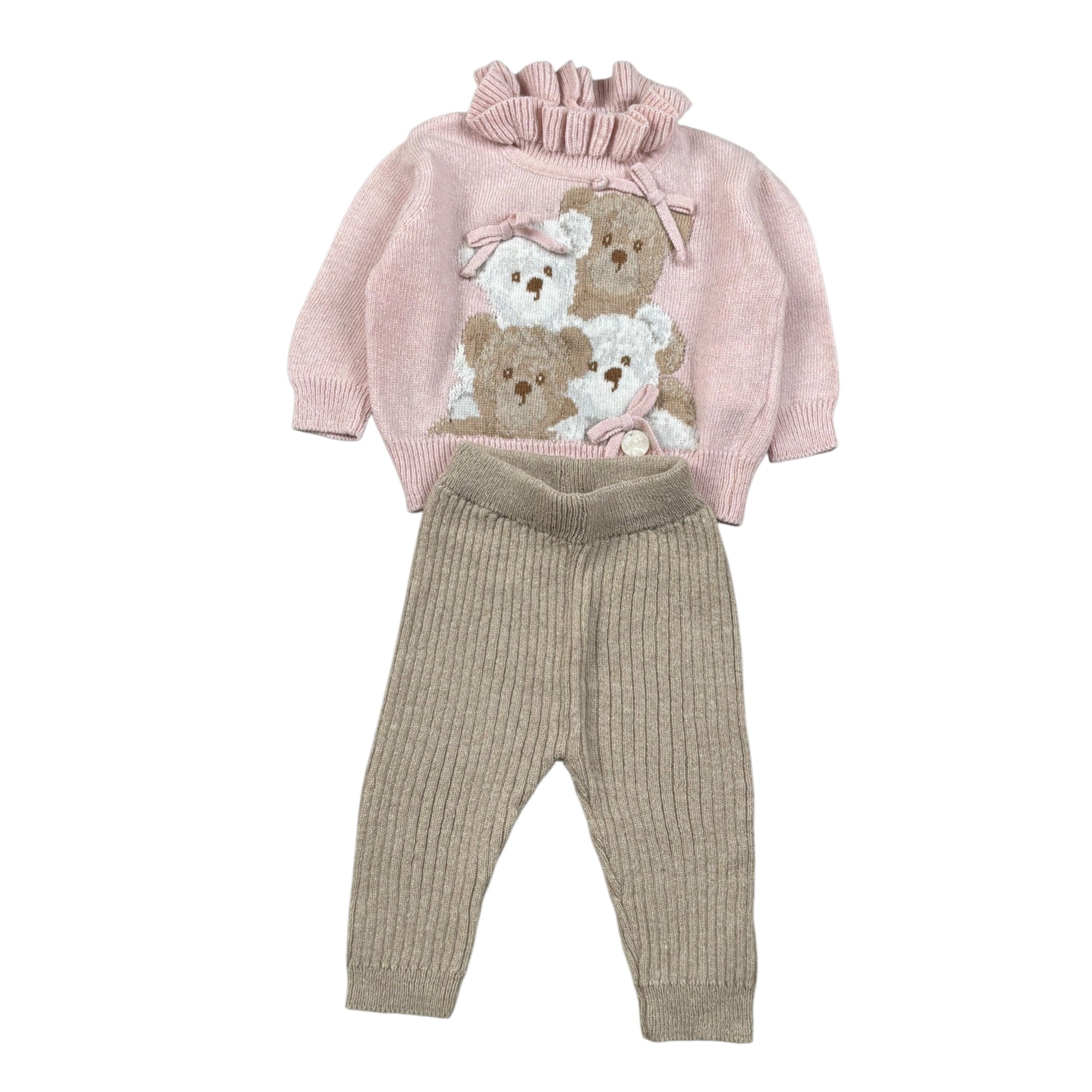 Le Bebe' Completo 2Pz Bicolore Maglia-Pantalone Rosa/Beige per Neonata LBG5977 ROSA/BEIGE LE BEBE' 