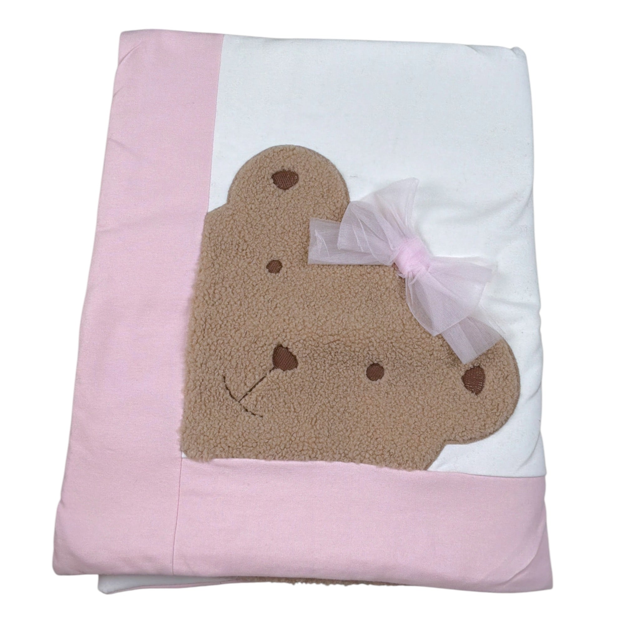 Le Bebe' Coperta Bicolore con Stampa Bianco/Rosa per Neonata LBG6007 BIANCO/ROSA LE BEBE' 