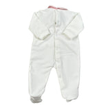 Le Bebe' Tutina tinta unita con Stampa E Colletto Bianco per Neonata LBG6008 BIANCO LE BEBE' 