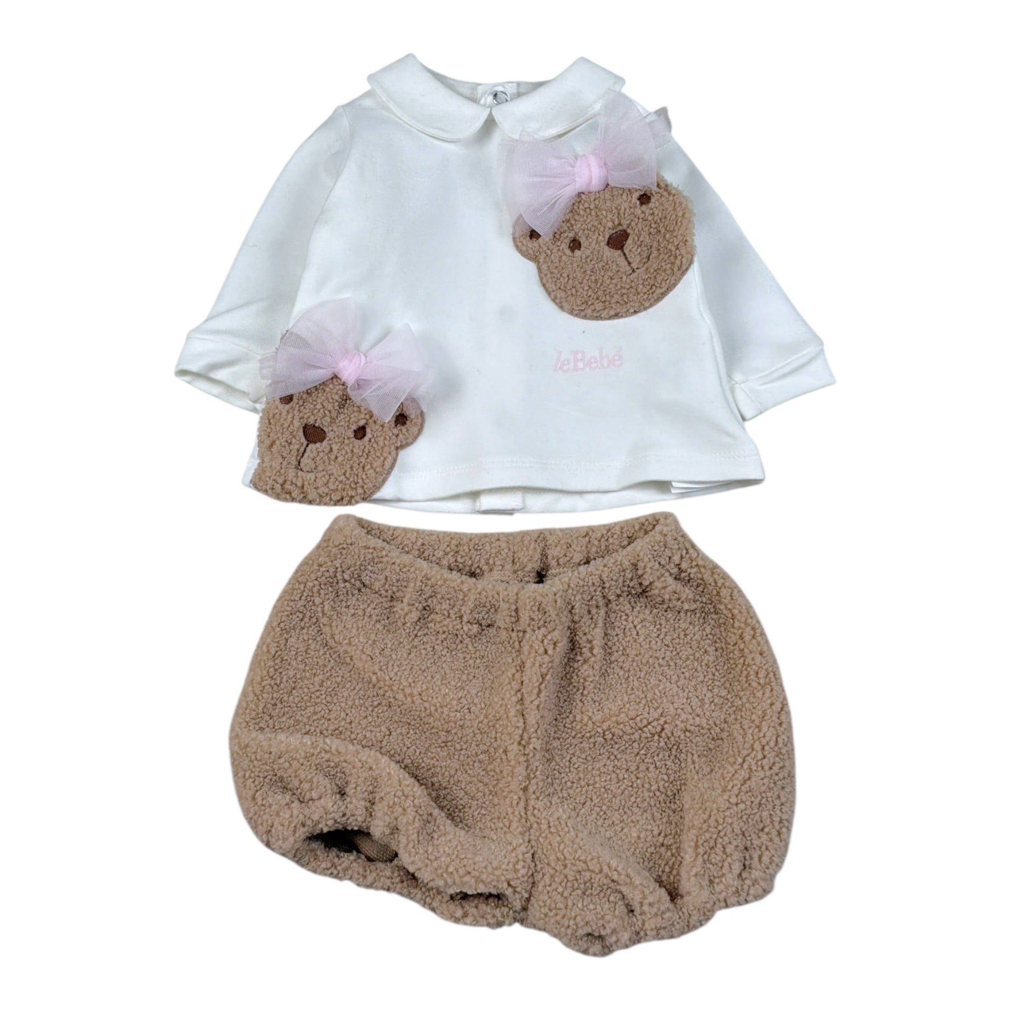 Le Bebe' Completo 2Pz Shirt-Coulotte Bianco per Neonata LBG60177 BIANCO LE BEBE' 
