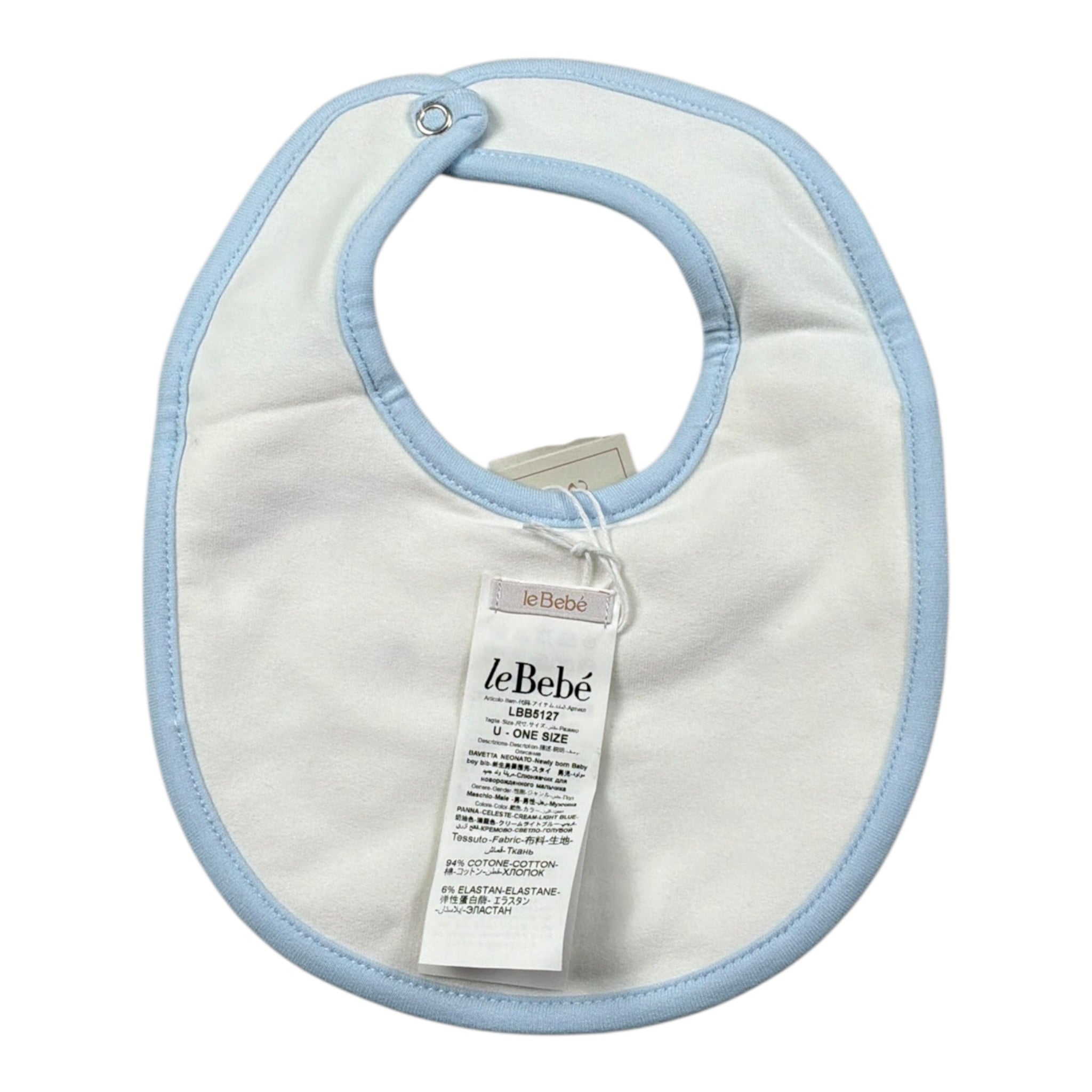 Le Bebe' Bavetta tinta unita con Orecchie Azzurro per Neonato LBG6021M AZZURRO LE BEBE' 