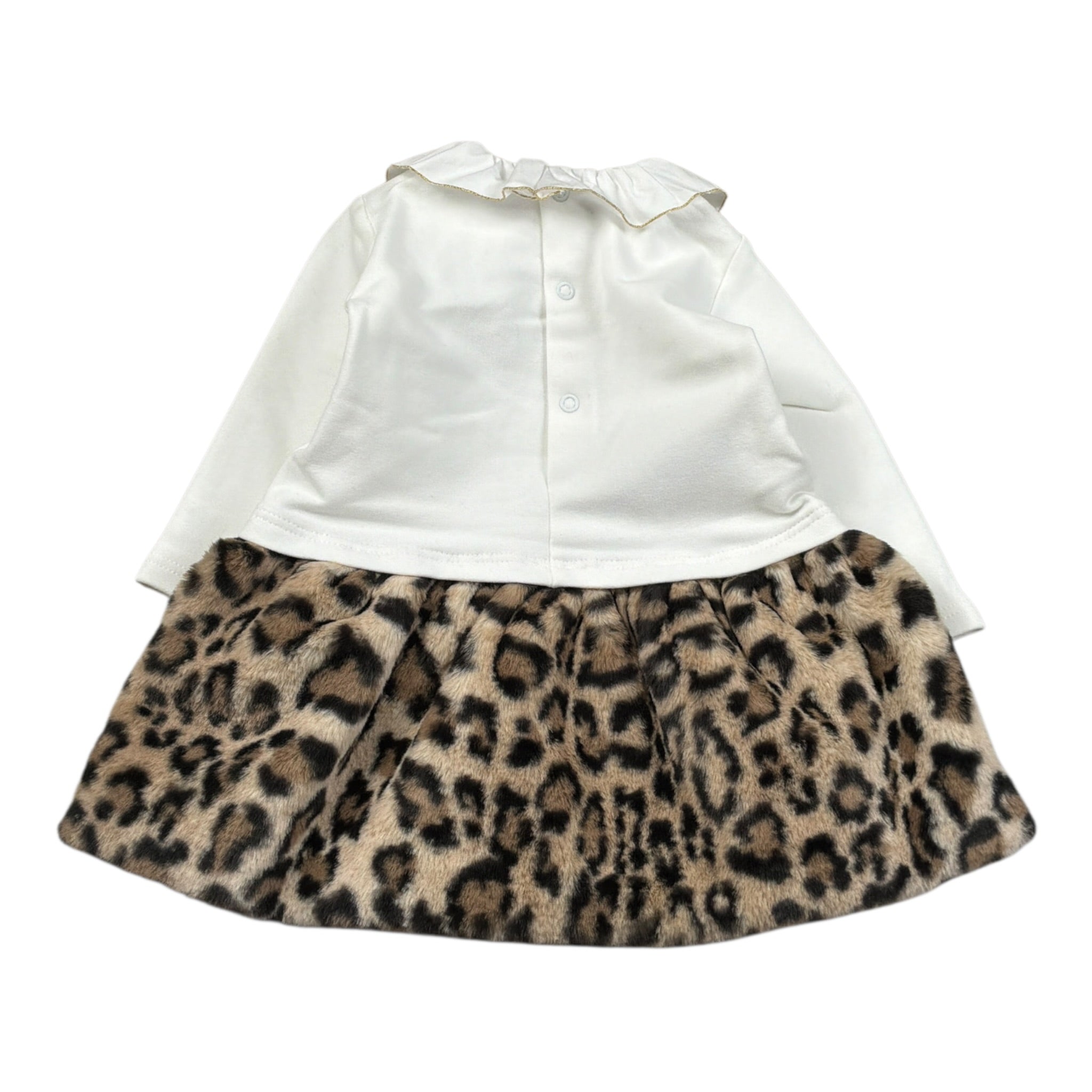 Le Bebe' Abito tinta unita con Gonna Maculata Bianco per Neonata LBG6025 BIANCO LE BEBE' 