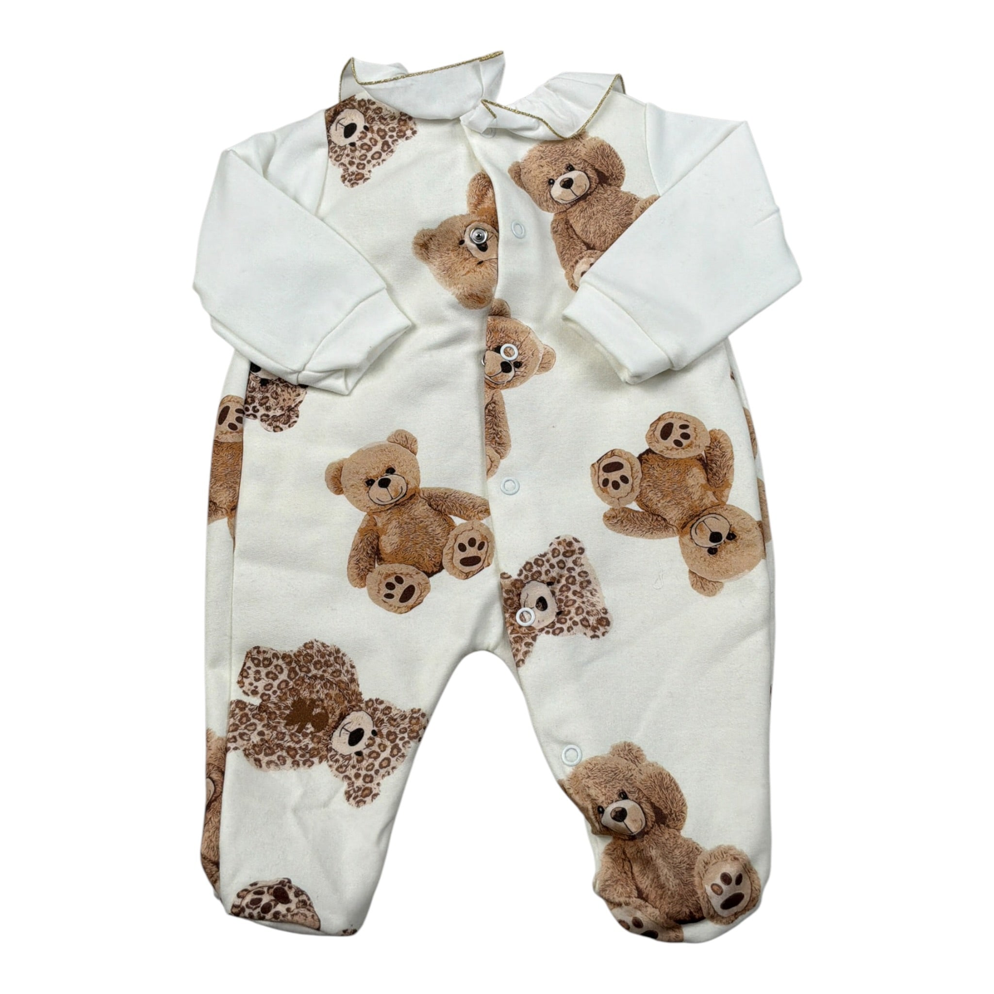 Le Bebe' Tutina tinta unita con Stampa Bianco per Neonata LBG6037 BIANCO LE BEBE' 