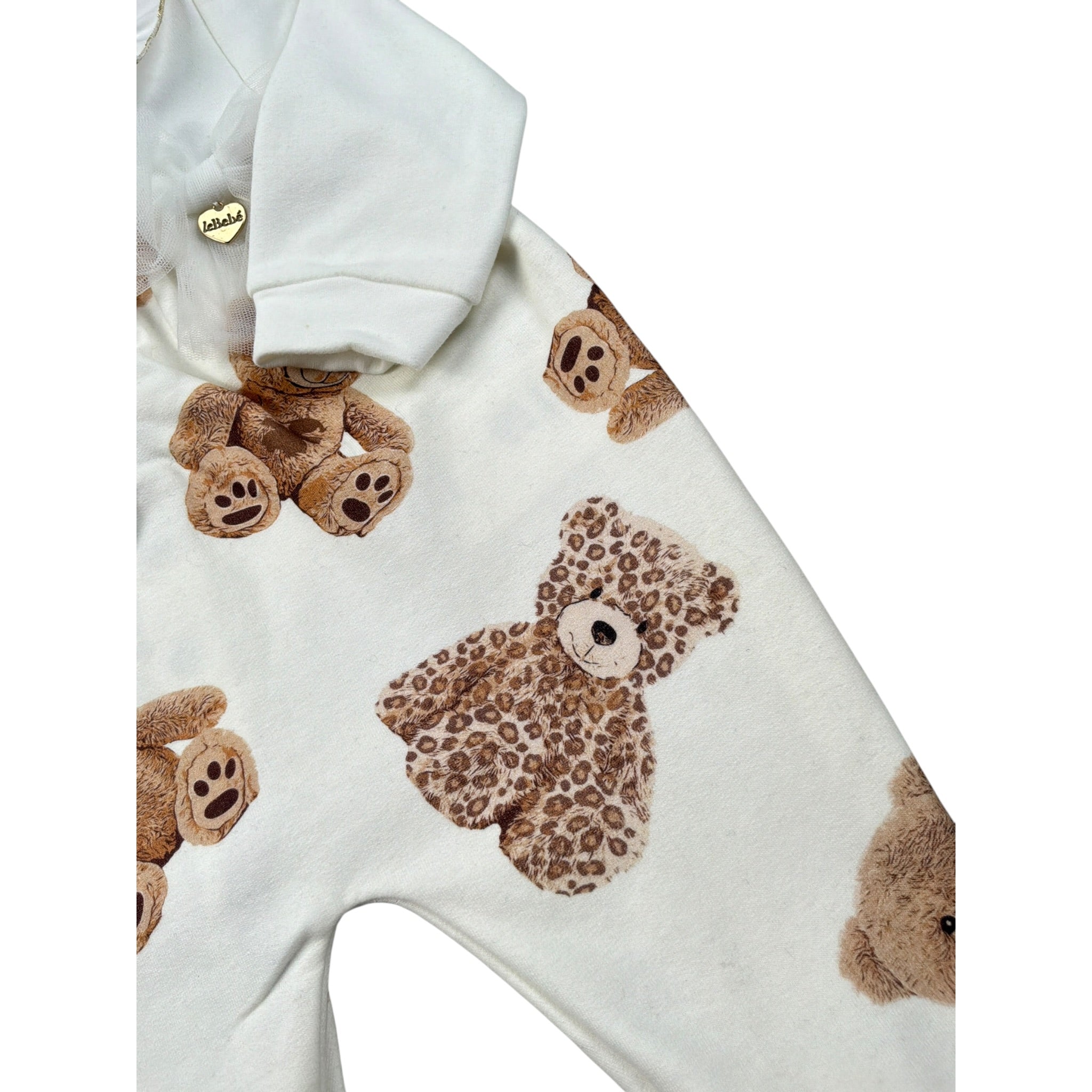 Le Bebe' Tutina tinta unita con Stampa Bianco per Neonata LBG6037 BIANCO LE BEBE' 