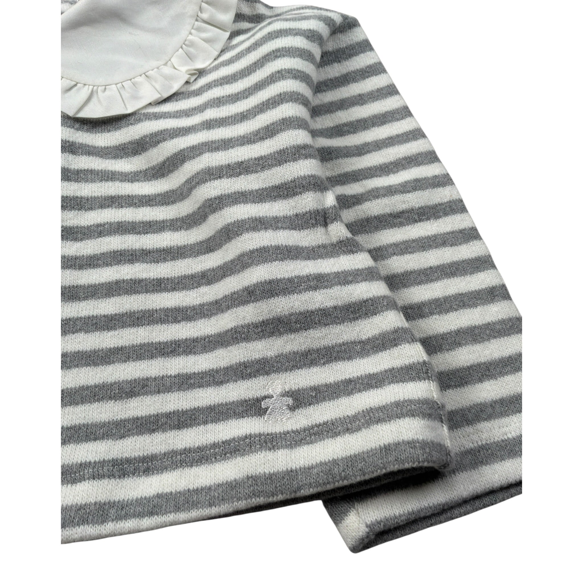 Le Bebe' Maglia Fantasia A Righe con Colletto Bianco/Grigio per Neonata LBG6071 BIANCO/GRIGIO LE BEBE' 