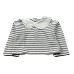 Le Bebe' Maglia Fantasia A Righe con Colletto Bianco/Grigio per Bambina LBG6071J BIANCO/GRIGIO LE BEBE' 