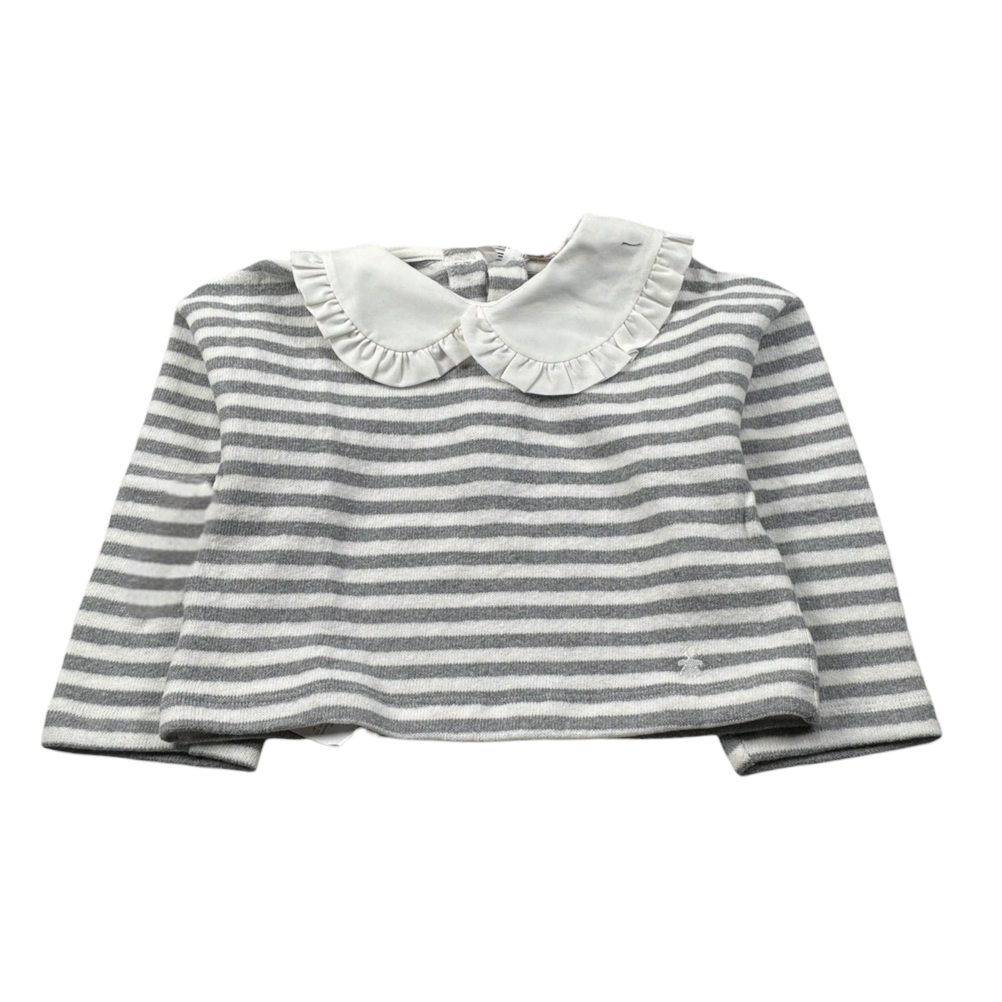 Le Bebe' Maglia Fantasia A Righe con Colletto Bianco/Grigio per Bambina LBG6071J BIANCO/GRIGIO LE BEBE' 