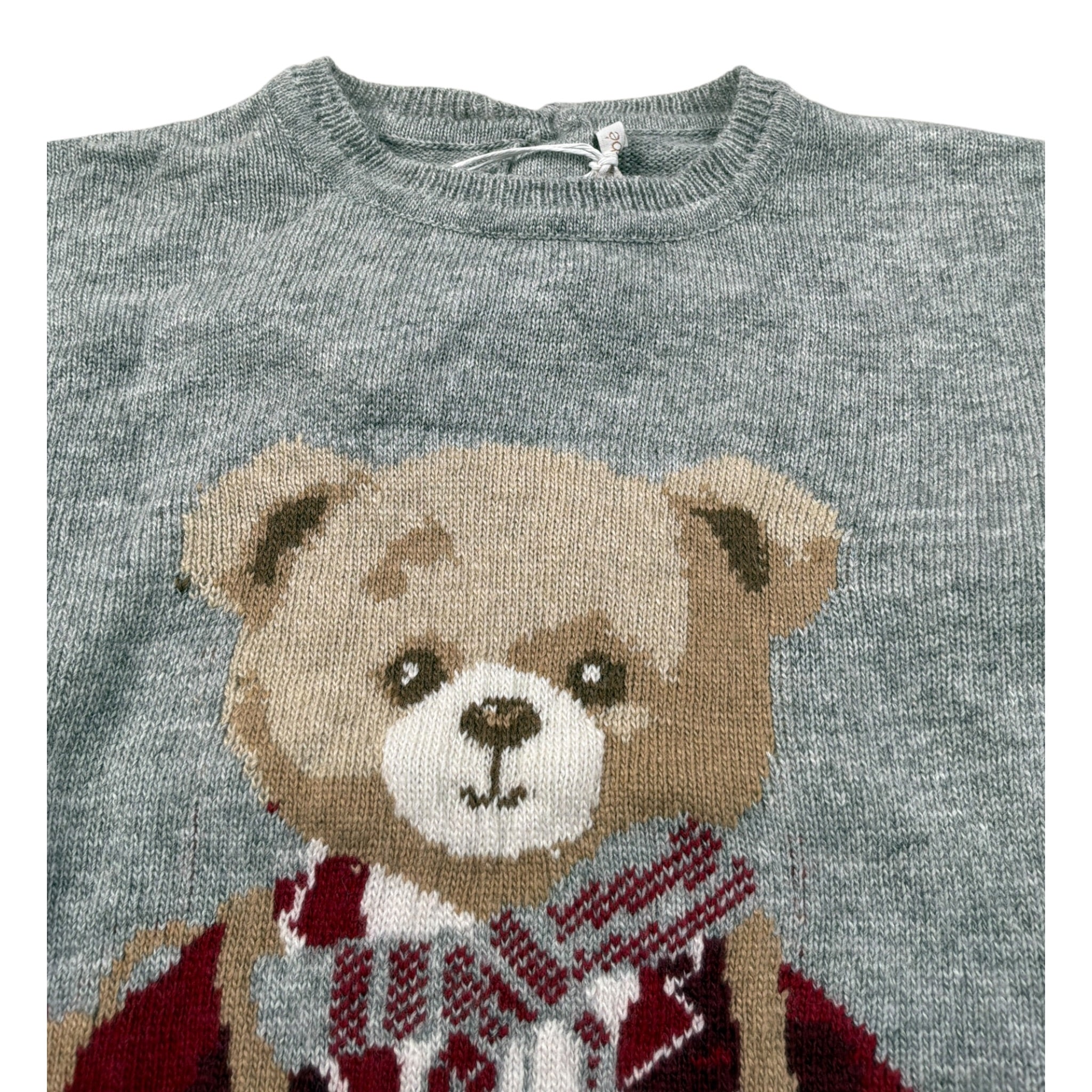 Le Bebe' Maglia Girocollo tinta unita con Orso Grigio per Bambino LBG6134J GRIGIO LE BEBE' 
