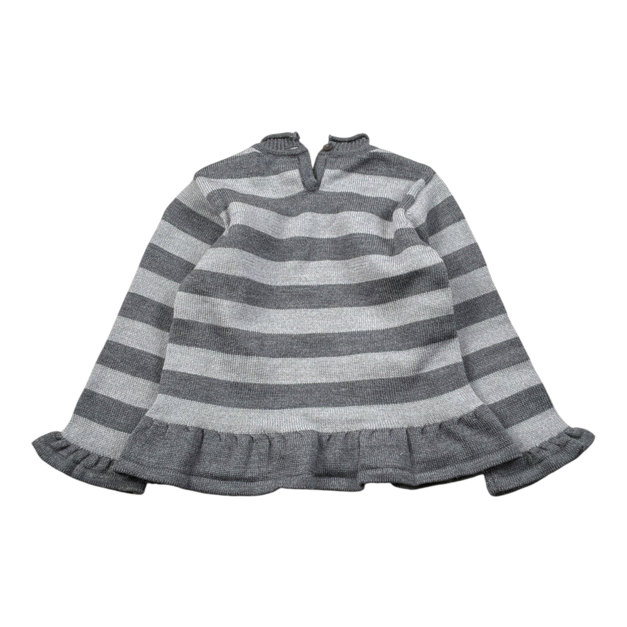 Le Coconne Maglia tinta unita con Fantasia A Righe Grigio per Bambina LCN2753J GRIGIO LE COCONNE 