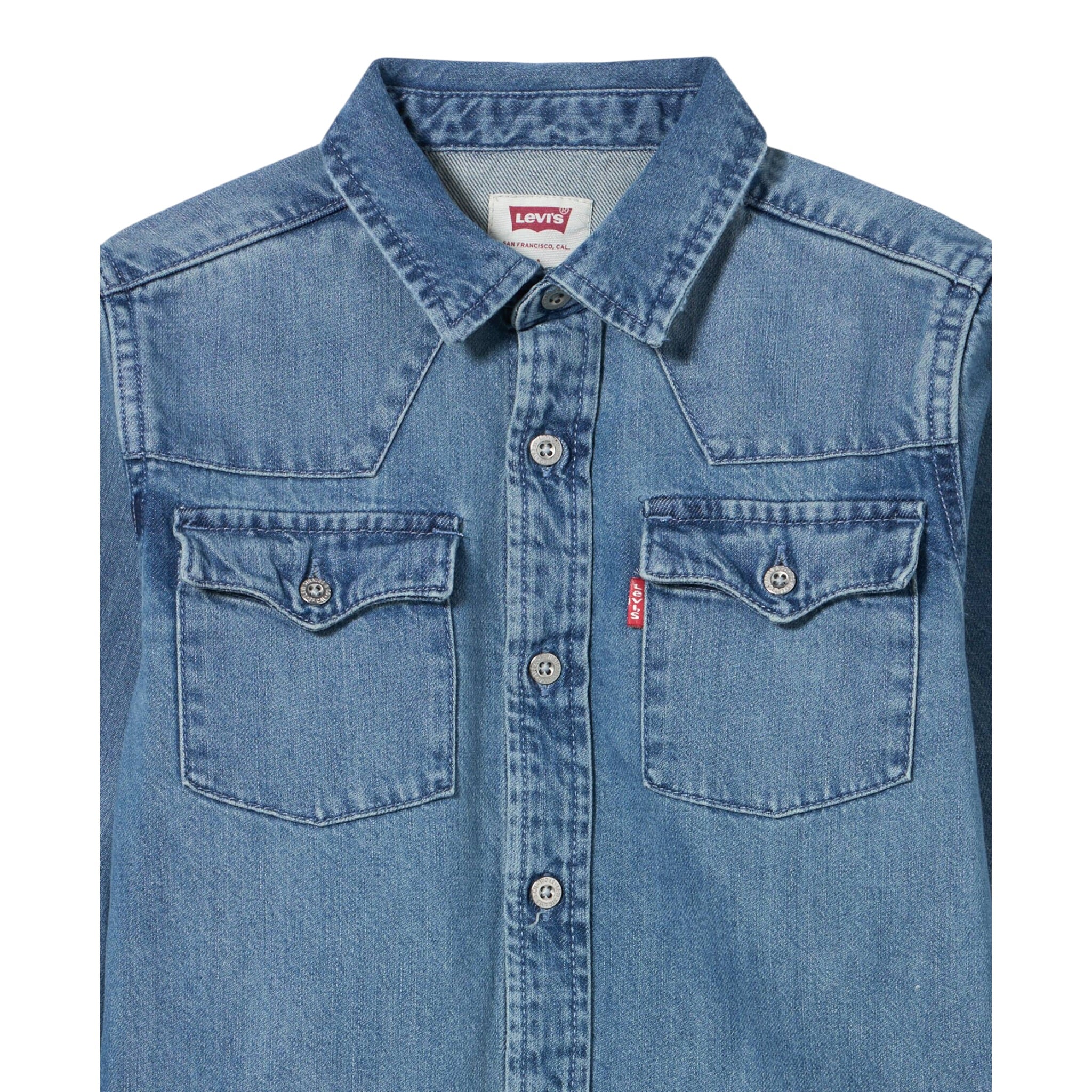 Levi'S Camicia Manica Lunga In Denim tinta unita Azzurro per Bambino 9EL534 AZZURRO LEVI'S 
