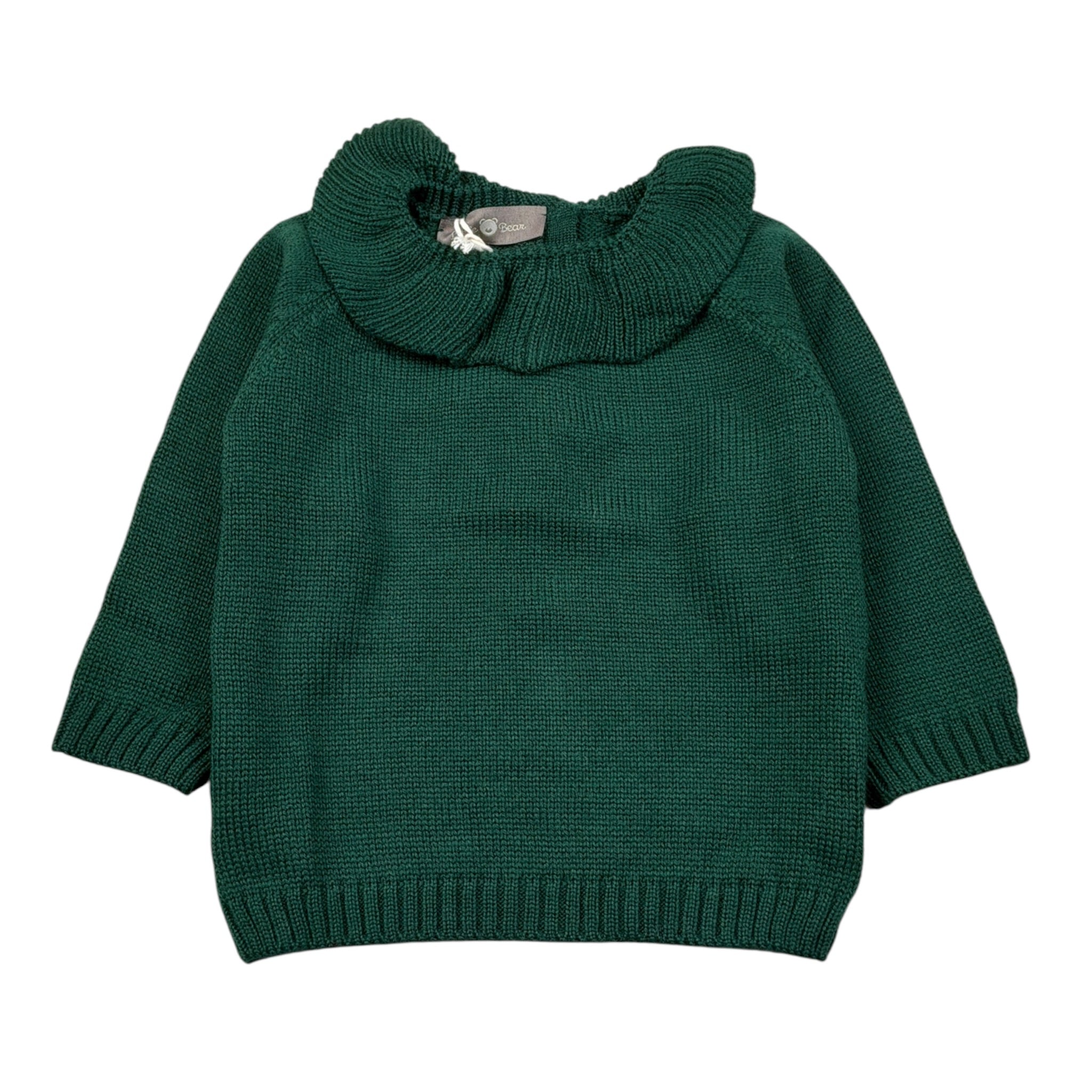 Little Bear Maglia tinta unita con Colletto Verde per Neonata 7157 VERDE LITTLE BEAR 