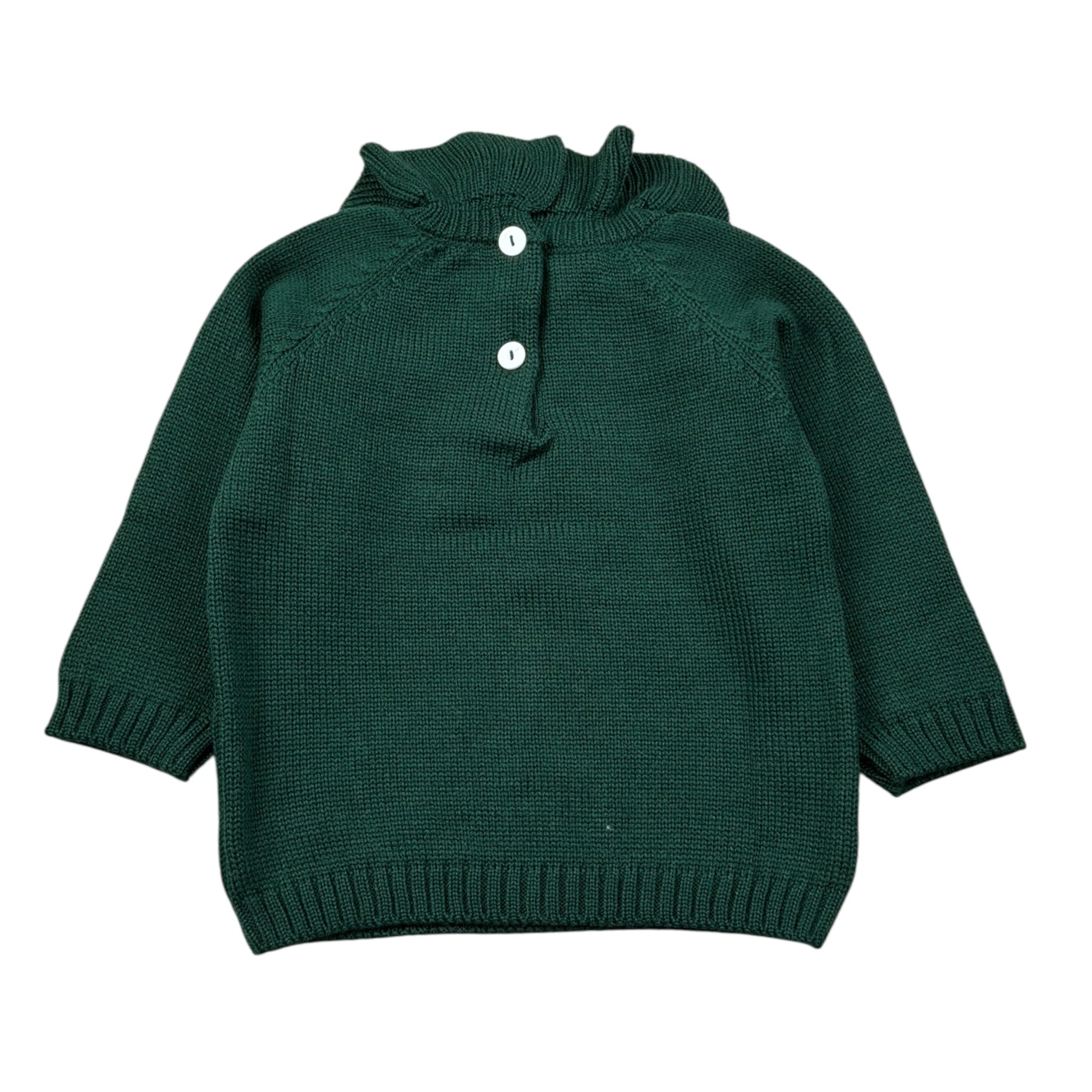 Little Bear Maglia tinta unita con Colletto Verde per Neonata 7157 VERDE LITTLE BEAR 