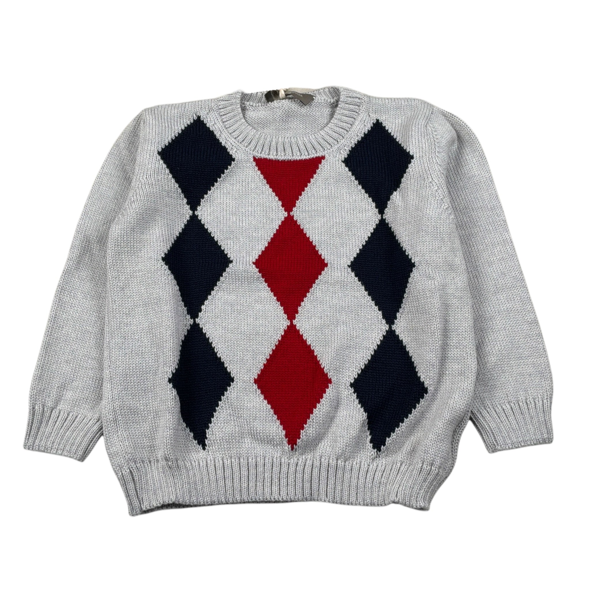 Little Bear Maglia Girocolo tinta unita con Rombi Grigio per Bambino 9305J GRIGIO LITTLE BEAR 