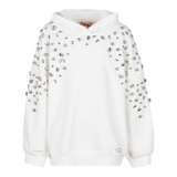 Liu Jo Felpa Xhiusa con Cappuccio tinta unita con Applicazioni Bianco per Bambina GA5153 BIANCO LIU JO 