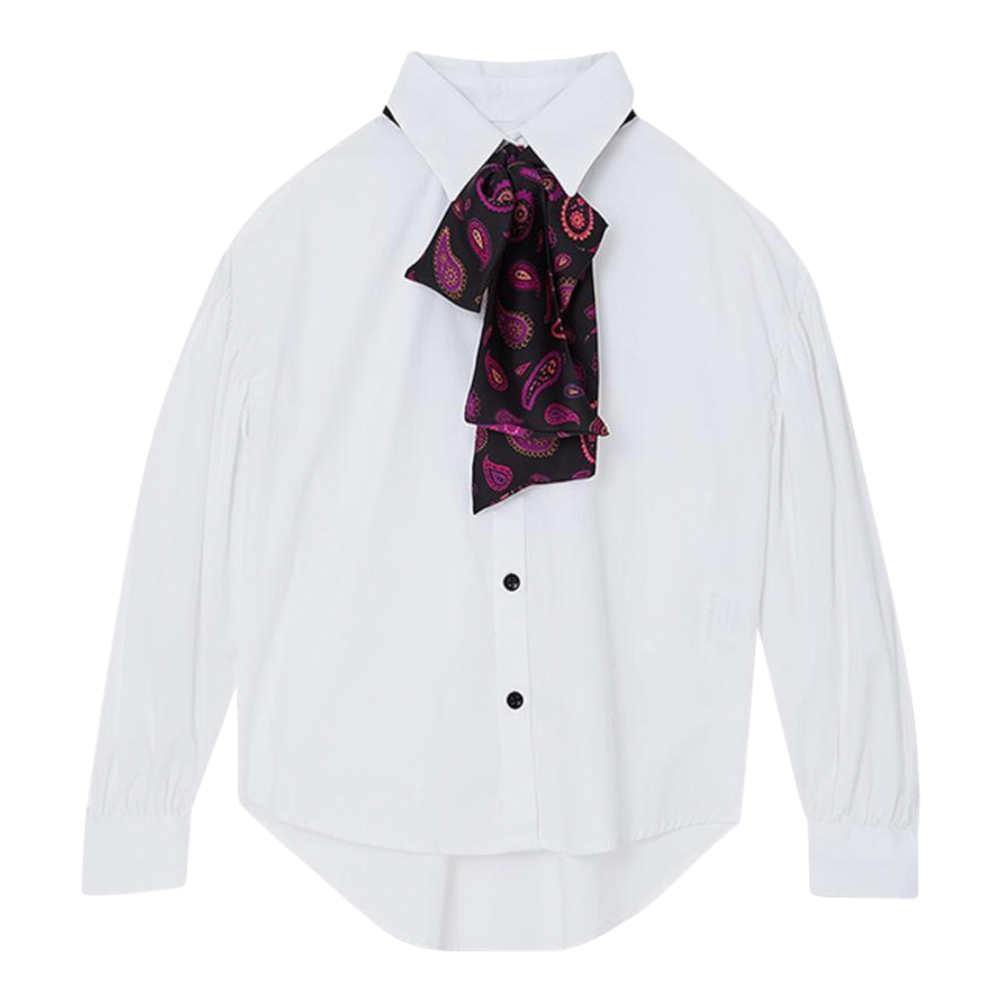 Liu Jo Camicia Manical Unga tinta unita con Foulard Bianco per Bambina GF3028 BIANCO LIU JO 