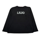 Liu Jo Shirt Girocollo tinta unita con Brillantini Nero per Bambina GF5011 NERO LIU JO 