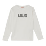 Liu Jo Shirt Girocollo tinta unita con Brillantini Bianco per Bambina GF5011X BIANCO LIU JO 