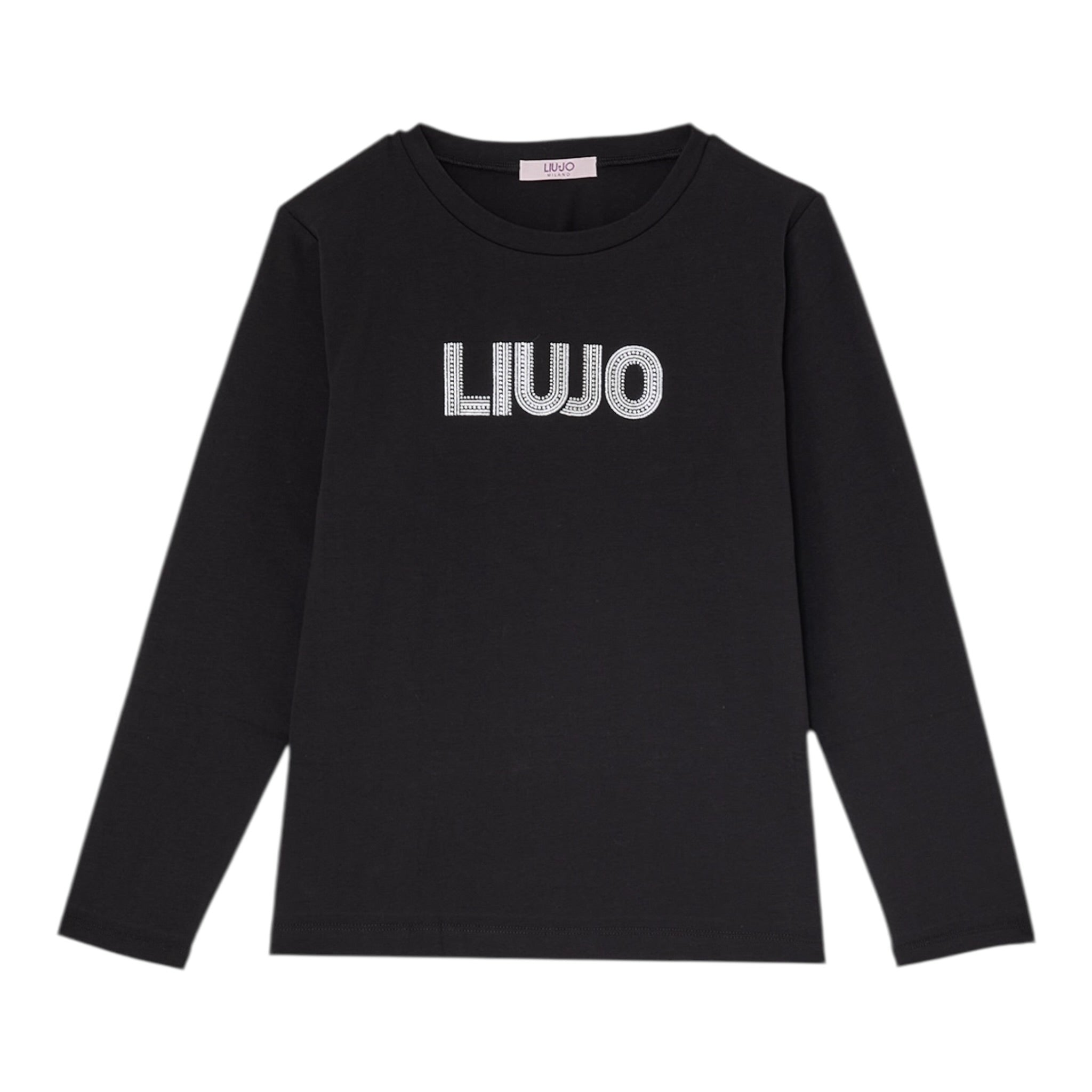 Liu Jo Shirt Girocollo tinta unita con Brillantini Nero per Bambina GF5011X NERO LIU JO 