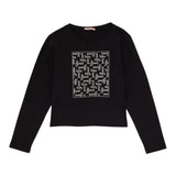 Liu Jo Shirt Girocollo tinta unita con Brillantini Nero per Bambina GF5035 NERO LIU JO 