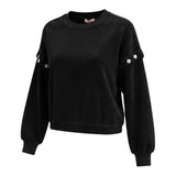 Liu Jo Felpa tinta unita Girocollo In Velluto Nero per Bambina GF5071 NERO LIU JO 