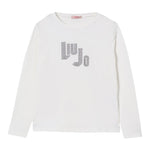 Liu Jo Shirt Girocollo tinta unita con Brillantini Bianco per Bambina GF5080X BIANCO LIU JO 