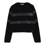Liu Jo Maglia Girocollo tinta unita con Applicazioni Nero per Bambina GF5088X NERO LIU JO 