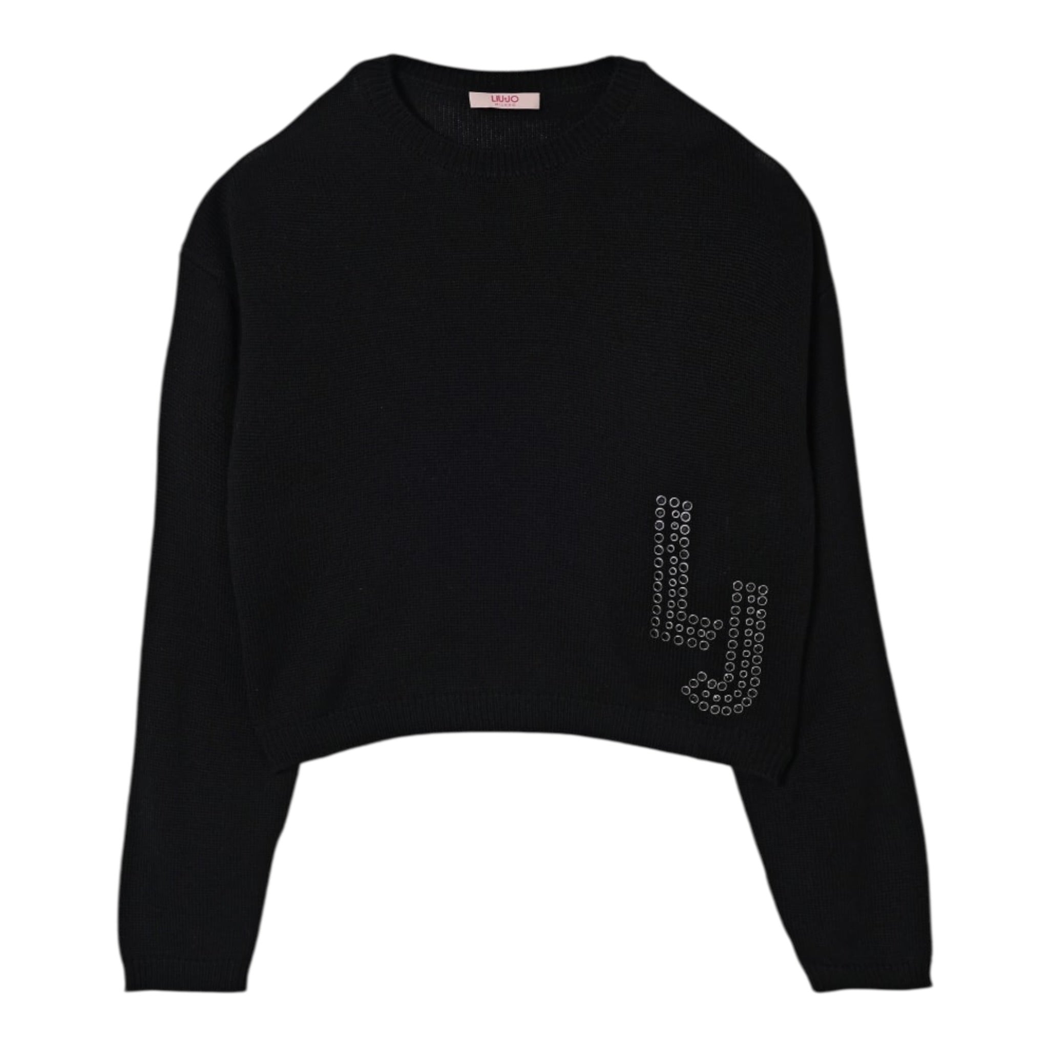 Liu Jo Maglia Girocollo tinta unita con Logo Nero per Bambina GF5089X NERO LIU JO 