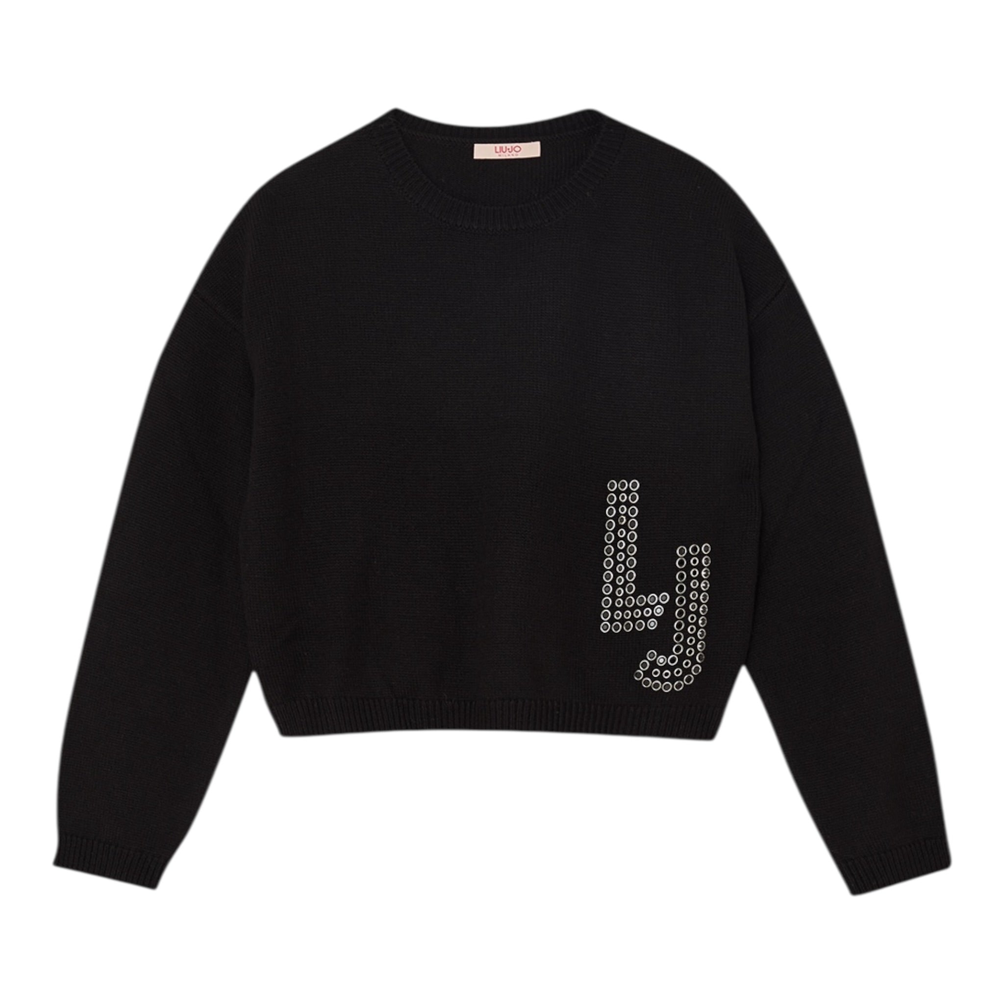 Liu Jo Maglia Girocollo tinta unita con Logo Nero per Bambina GF5089XXX NERO LIU JO 