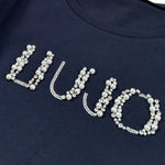 Liu Jo Shirt Girocollo tinta unita con Brillantini Blu per Bambina GF5108 BLU LIU JO 