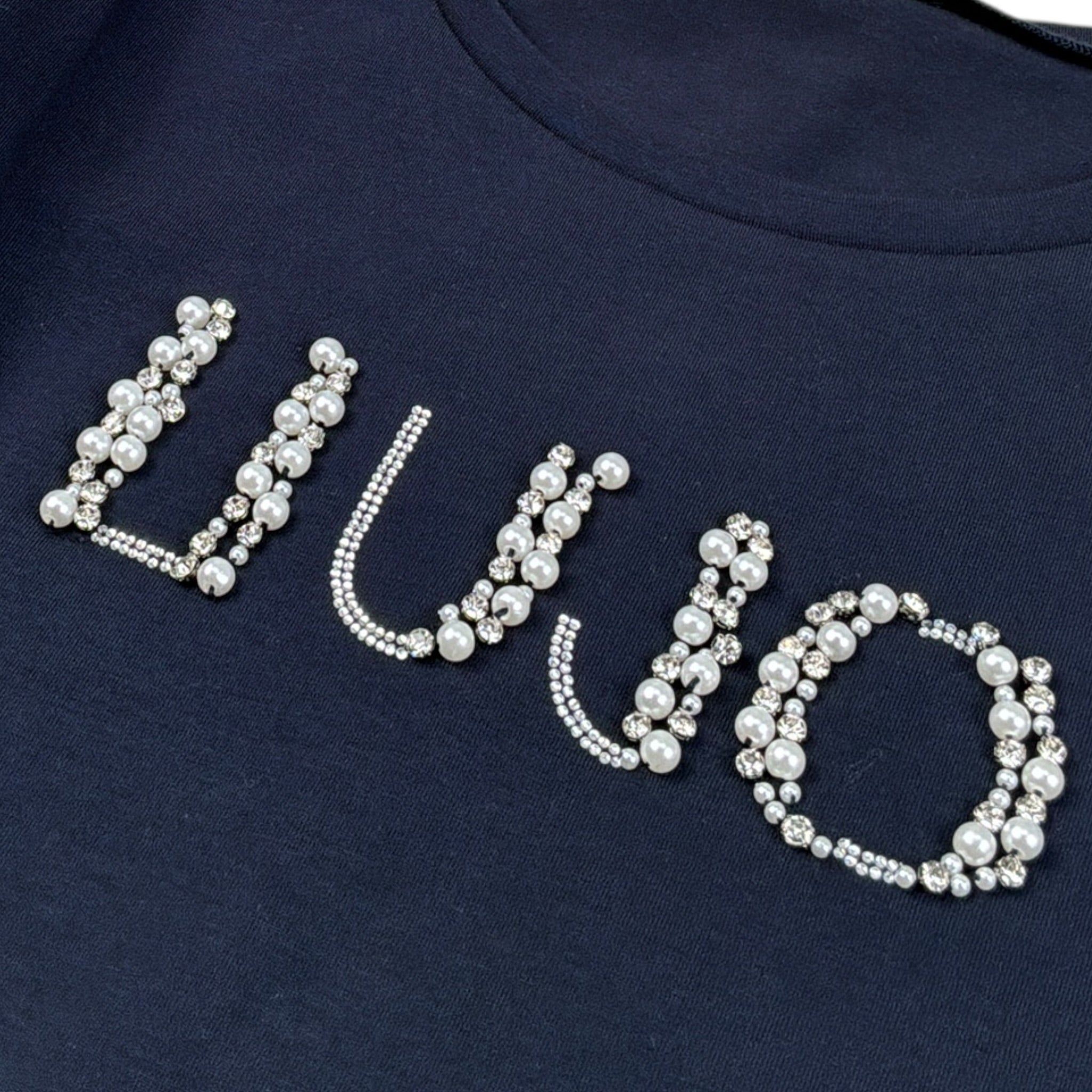 Liu Jo Shirt Girocollo tinta unita con Brillantini Blu per Bambina GF5108 BLU LIU JO 