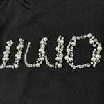 Liu Jo Shirt Girocollo tinta unita con Brillantini Nero per Bambina GF5108XXX NERO LIU JO 