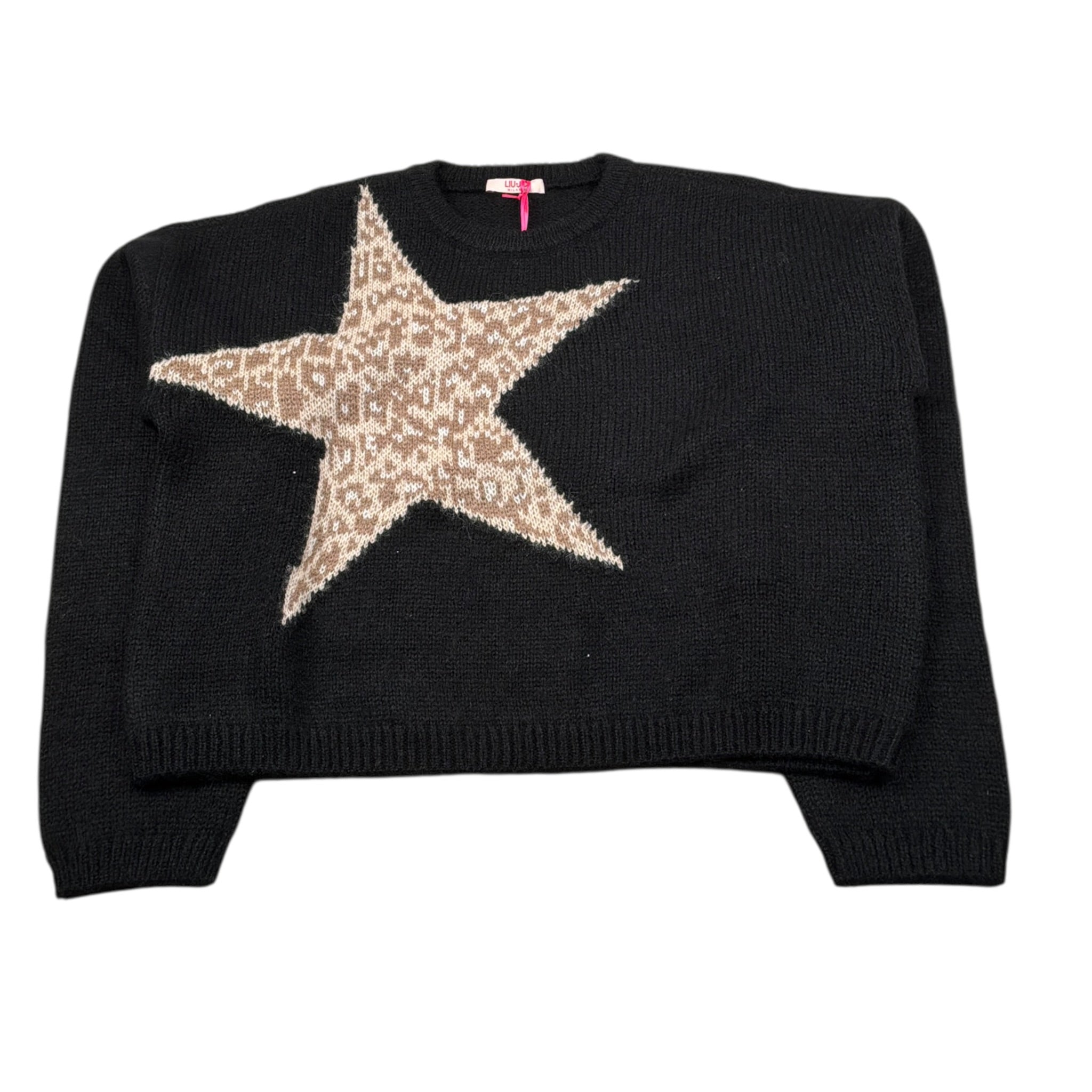 Liu Jo Maglia Girocollo tinta unita con Ricamo Nero per Bambina GF5163 NERO LIU JO 