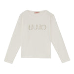 Liu Jo Shirt Girocollo tinta unita con Brillantini Panna per Bambina GF5208 PANNA LIU JO 