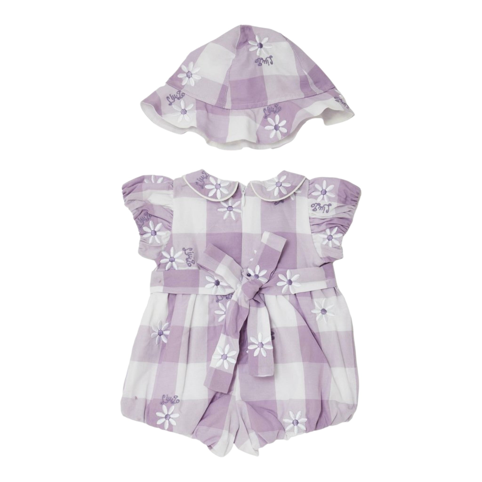 Liu Jo Pagliaccetto Fantasia Quadri Bicolore con Cappello Lilla/Bianco per Neonata HA5048 LILLA/BIANCO LIU JO 
