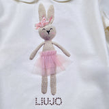 Liu Jo Shirt tinta unita con Stampa E Colletto Panna per Neonata HF4041 PANNA LIU JO 