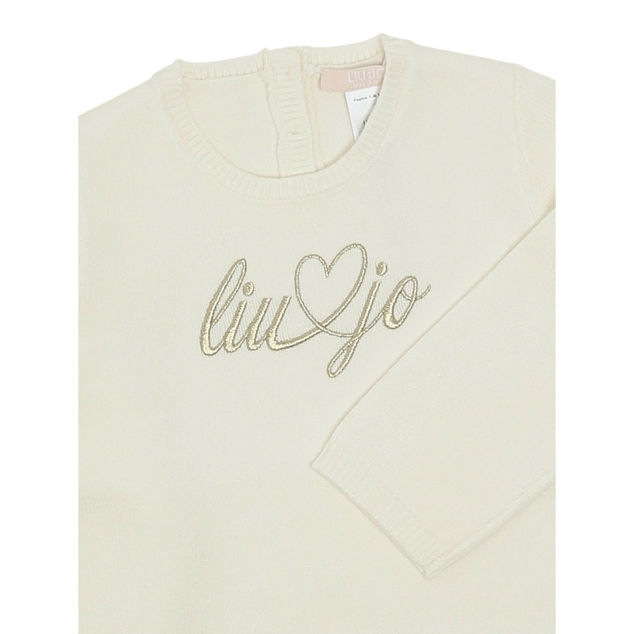Liu Jo Maglia Girocollo tinta unita con Ricamo Logo Panna per Neonata HF5072 PANNA LIU JO 