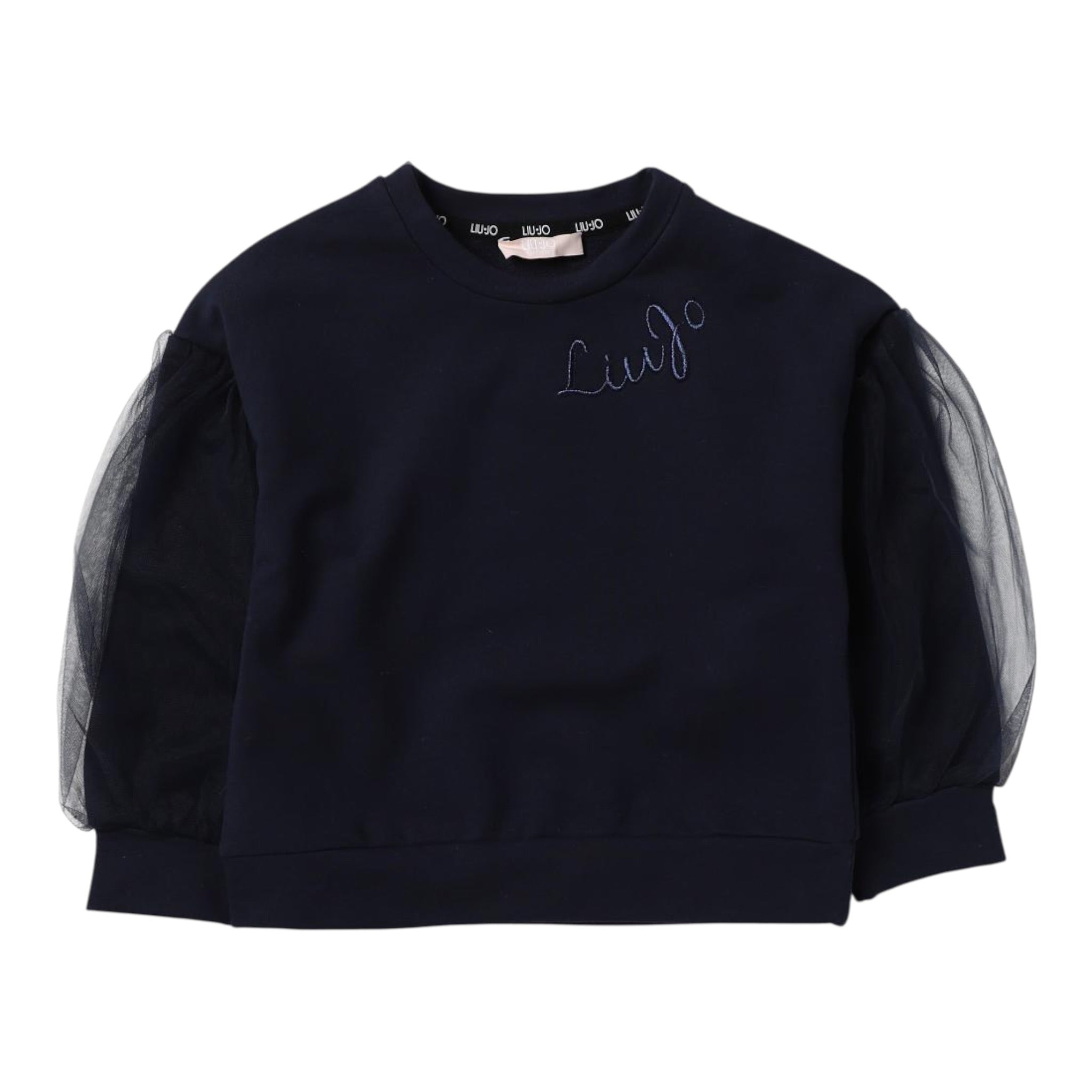 Liu Jo Felpa tinta unita con Maniche In Tulle Blu per Bambina KF3009 BLU LIU JO 