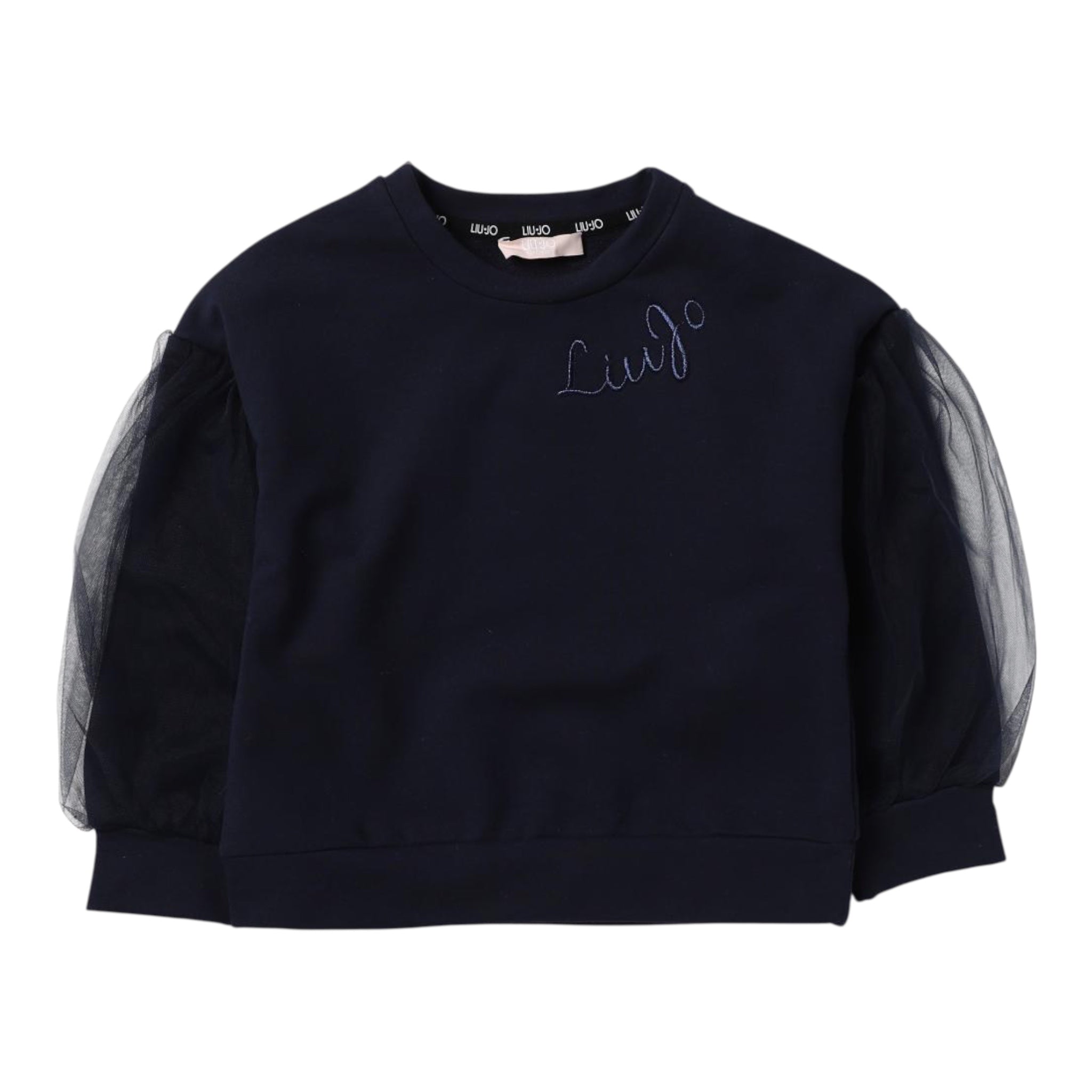 Liu Jo Felpa tinta unita con Maniche In Tulle Blu per Neonata KF3009N BLU LIU JO 