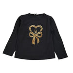 Liu Jo Shirt Collo Alto tinta unita con Paillettes Nero per Bambina KF4118 NERO LIU JO 