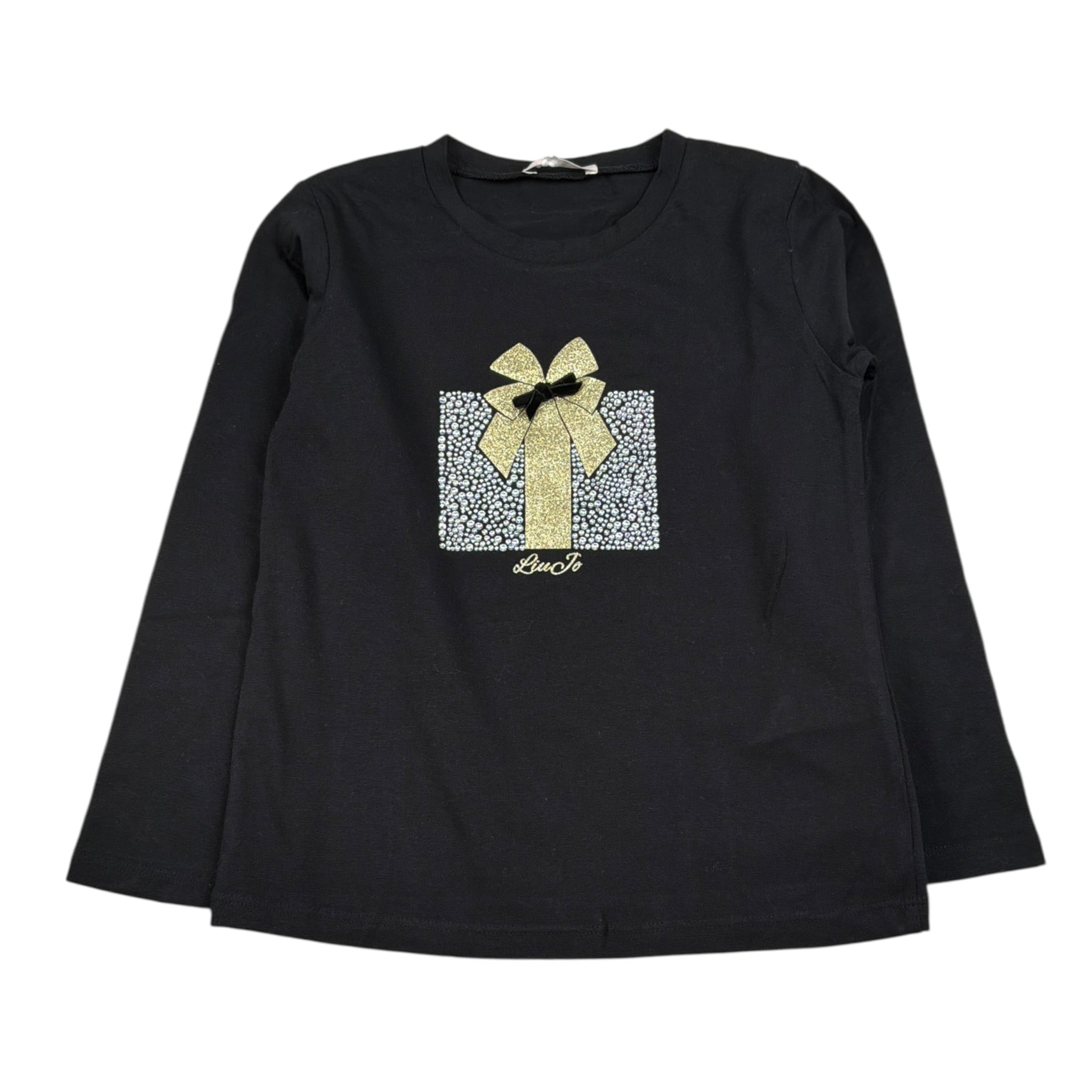 Liu Jo Shirt tinta unita con Stampa Nero per Bambina KF4119 NERO LIU JO 