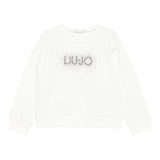 Liu Jo Felpa Chiusa Girocollo tinta unita con Brillantini Panna per Bambina KF5001J PANNA LIU JO 