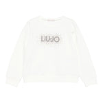 Liu Jo Felpa Chiusa Girocollo tinta unita con Brillantini Bianco per Bambina KF5001XXJ BIANCO LIU JO 