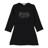 Liu Jo Abito Girocollo tinta unita con Brillantini Nero per Bambina KF5004X NERO LIU JO 