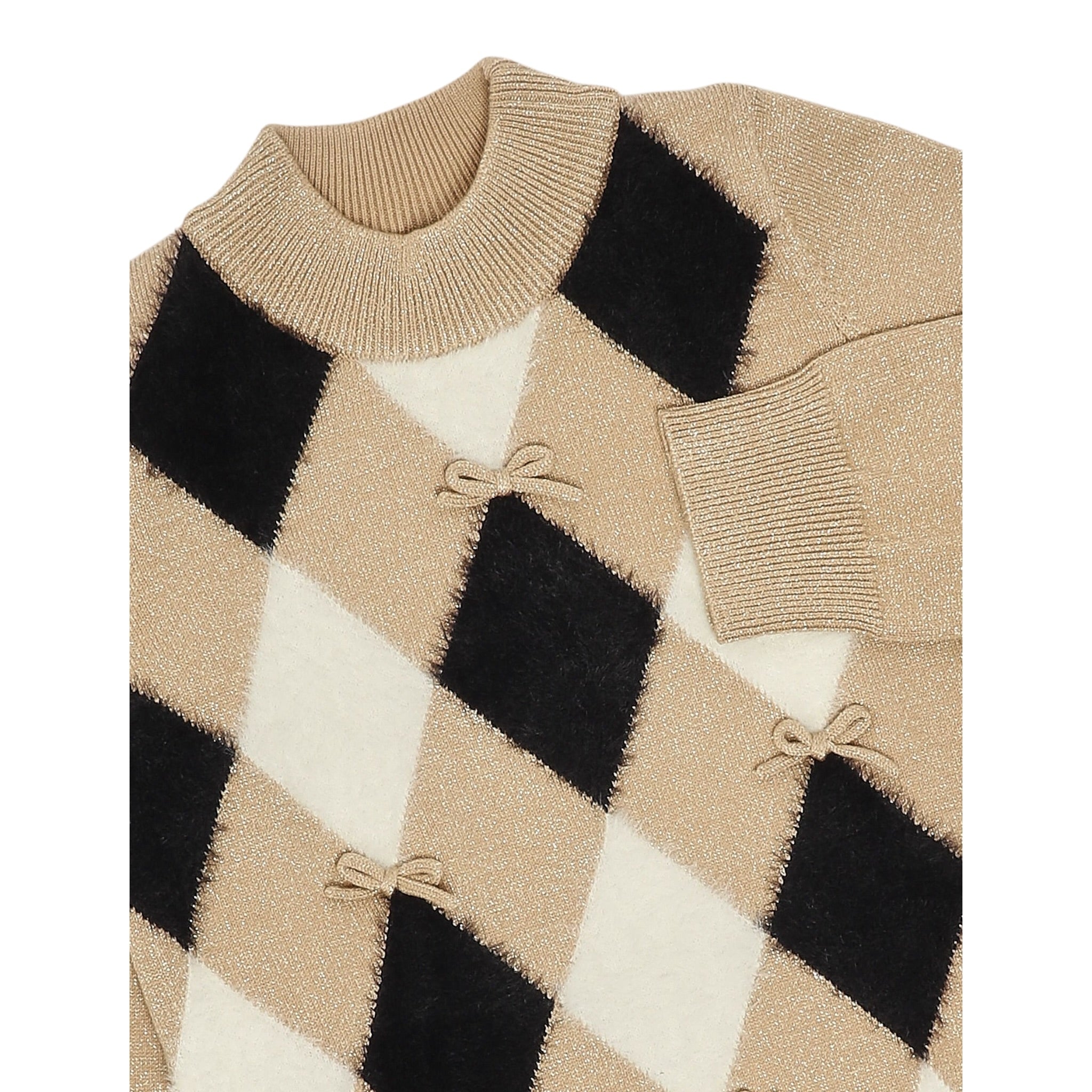 Liu Jo Abito Bicolore con Fantasia Rombo Beige per Bambina KF5024 BEIGE LIU JO 