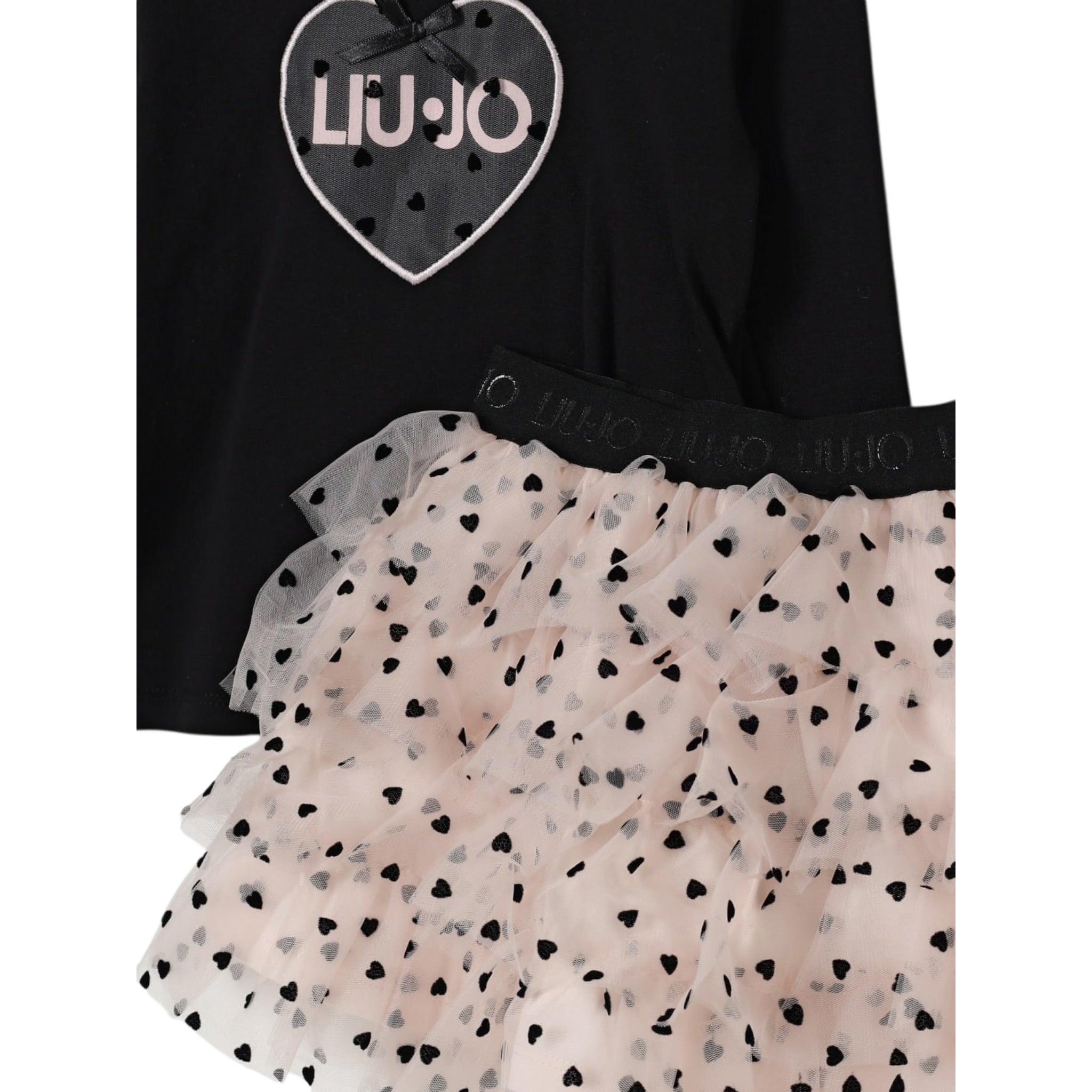 Liu Jo Completo 2 Pezzi Shirt-Gonna Nero/Rosa per Neonata KF5037 NERO/ROSA LIU JO 