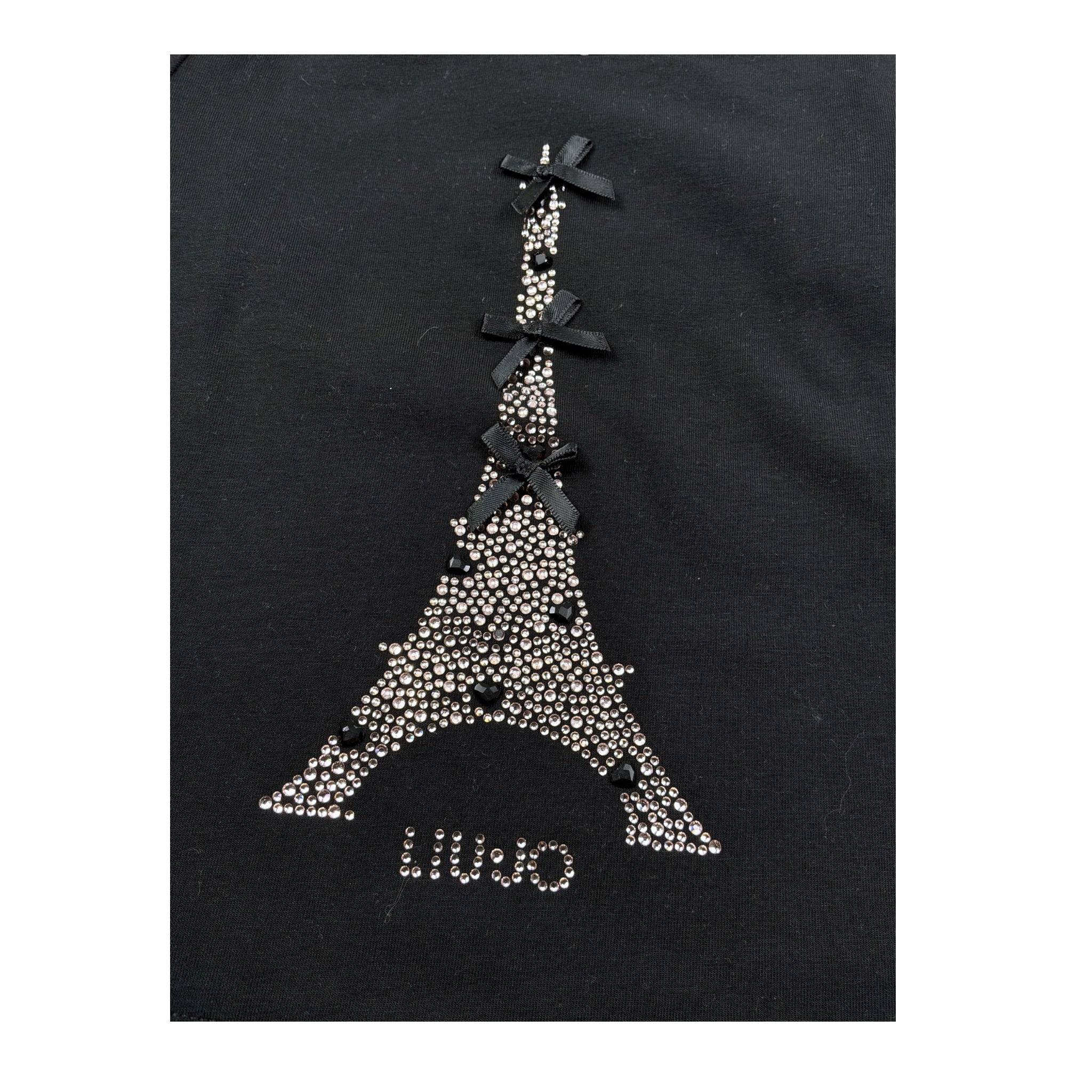 Liu Jo Shirt Girocollo tinta unita con Brillantini Nero per Neonata KF5048 NERO LIU JO 